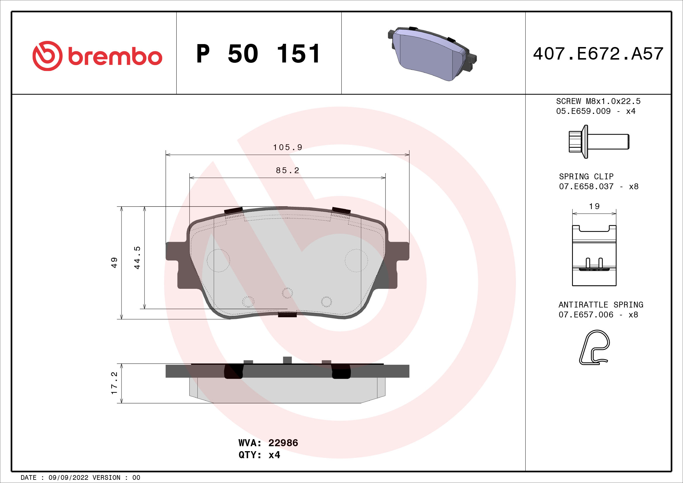 Remblokset Brembo P 50 151