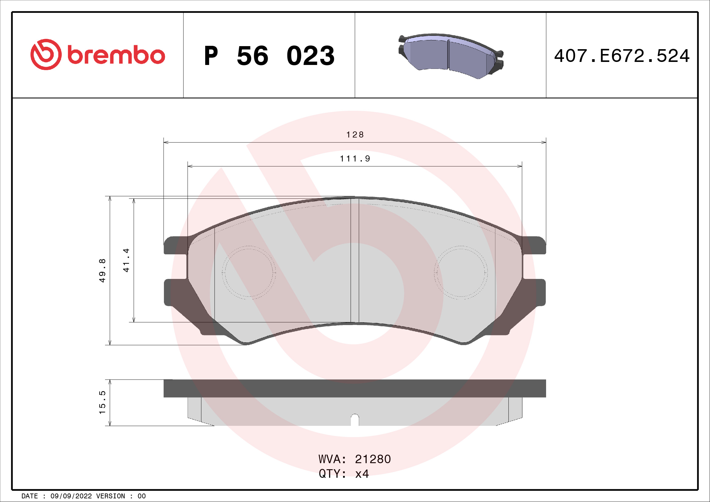 Remblokset Brembo P 56 023