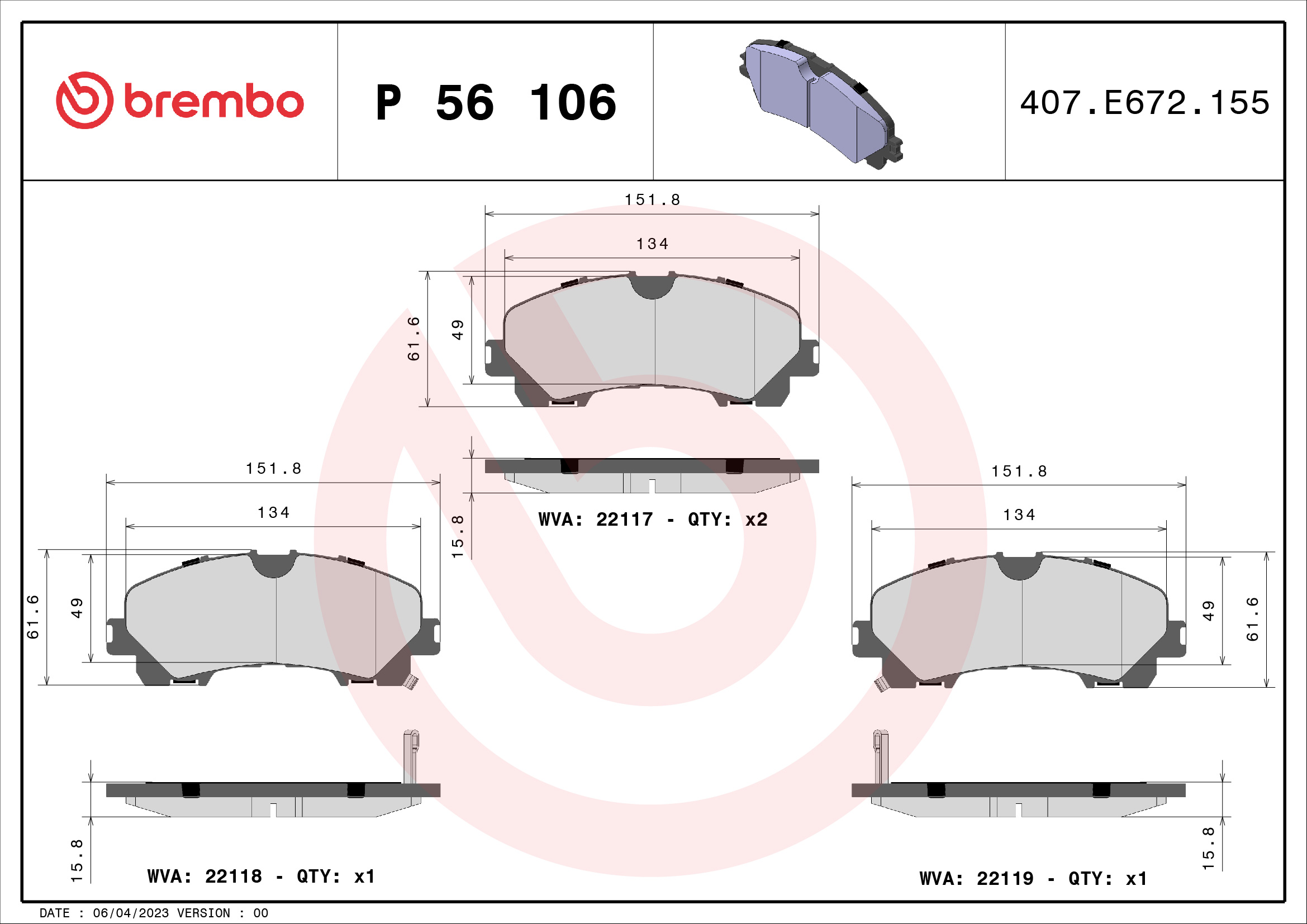 Remblokset Brembo P 56 106