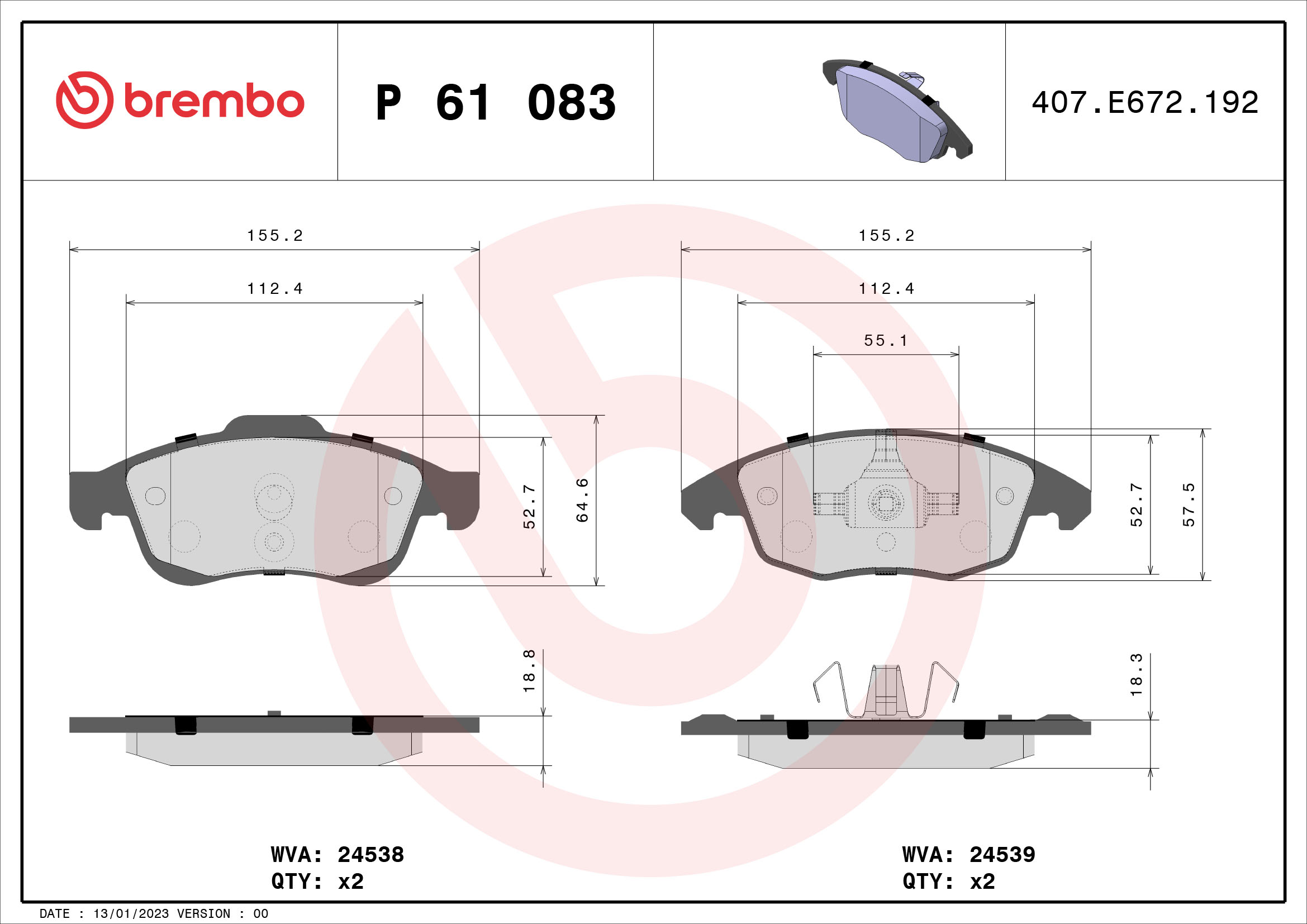 Remblokset Brembo P 61 083