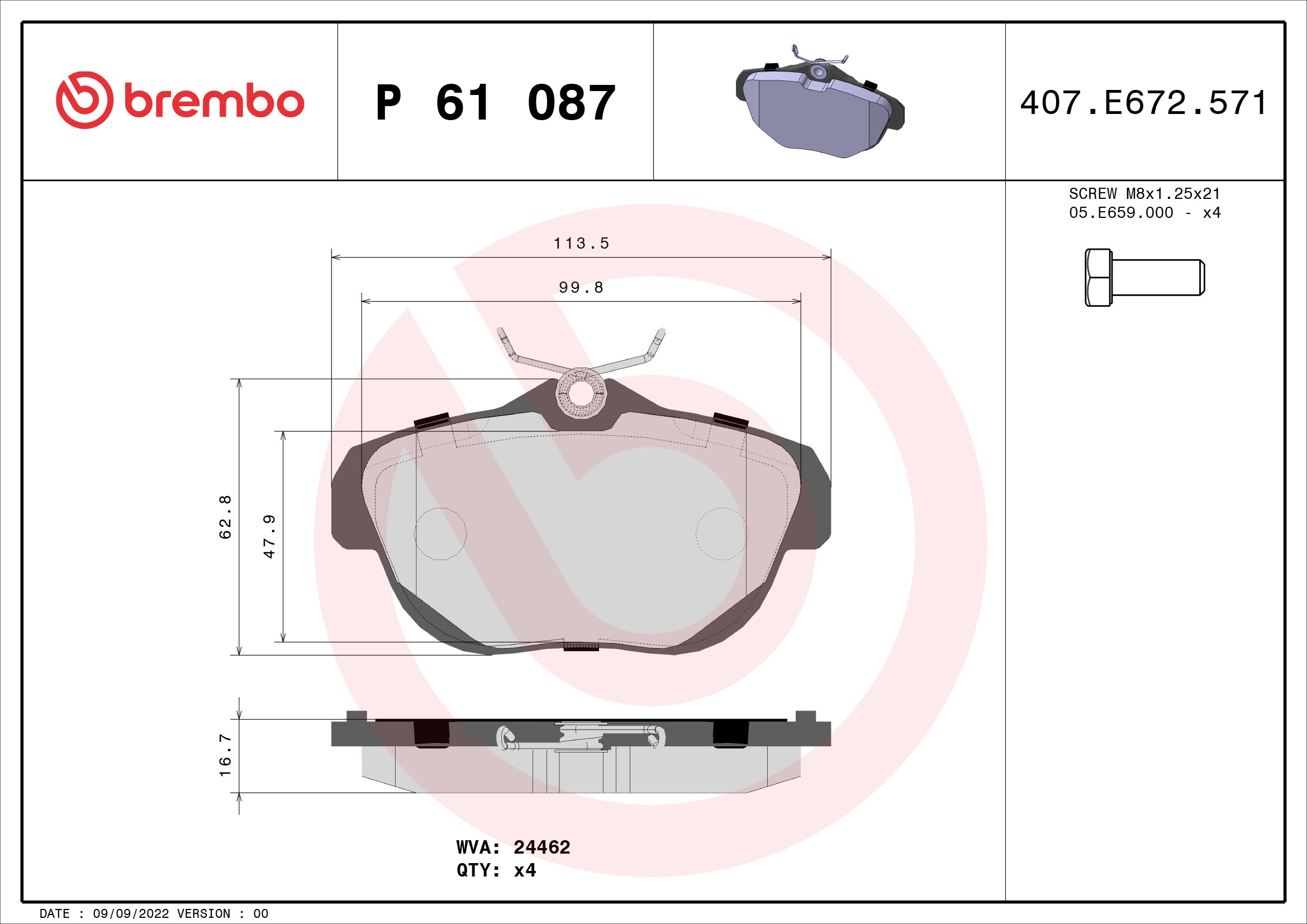 Remblokset Brembo P 61 087