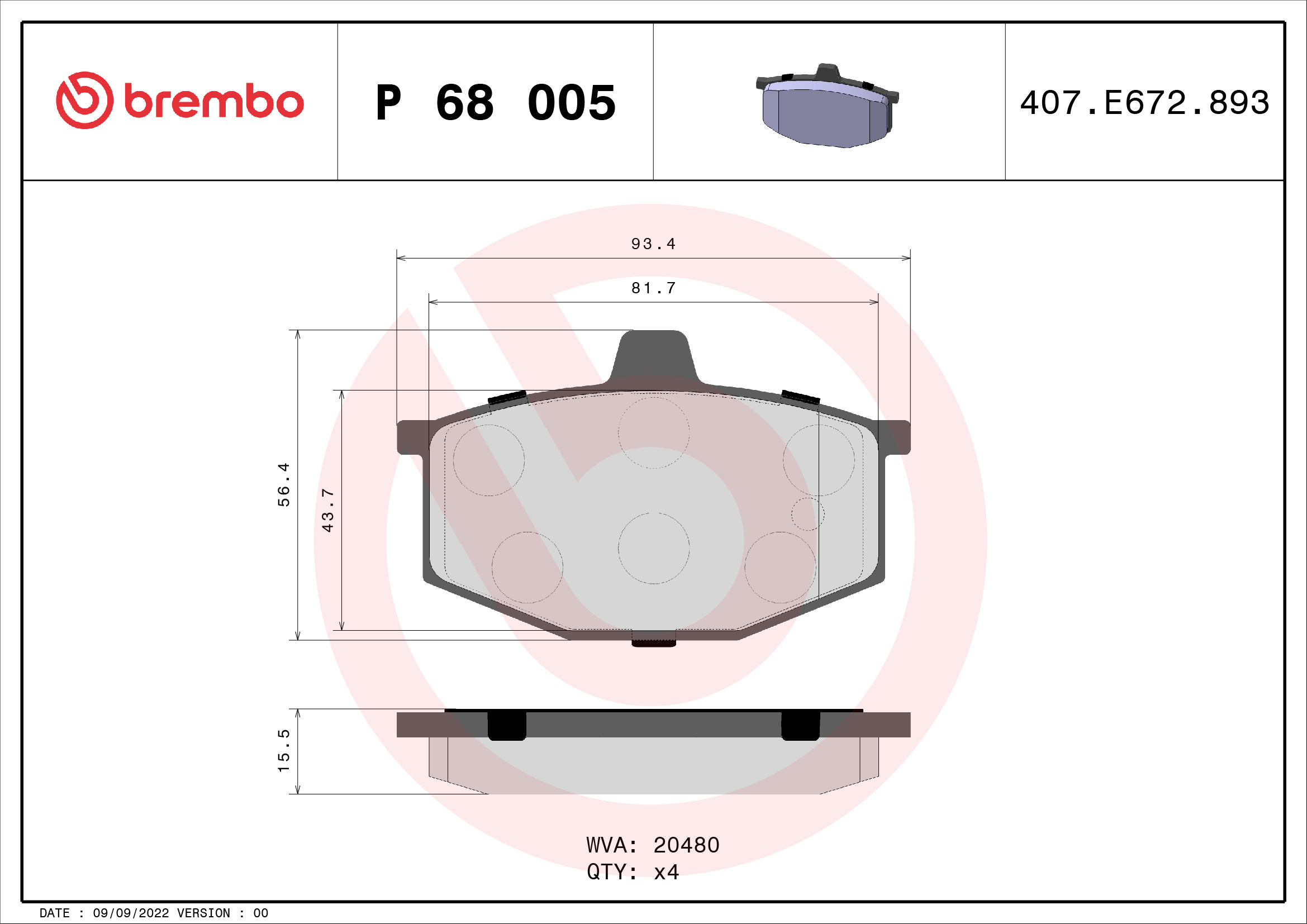 Remblokset Brembo P 68 005