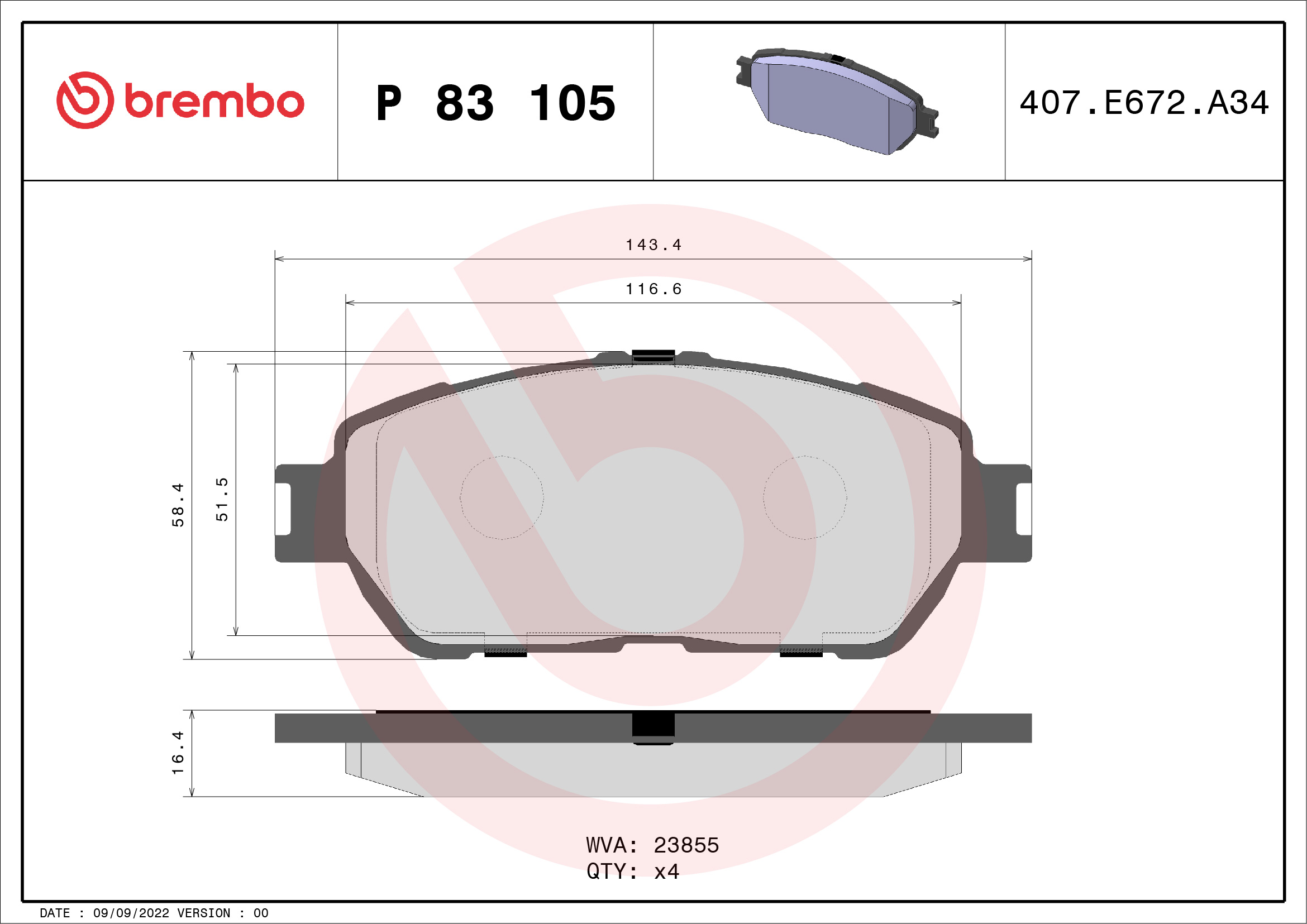 Remblokset Brembo P 83 105