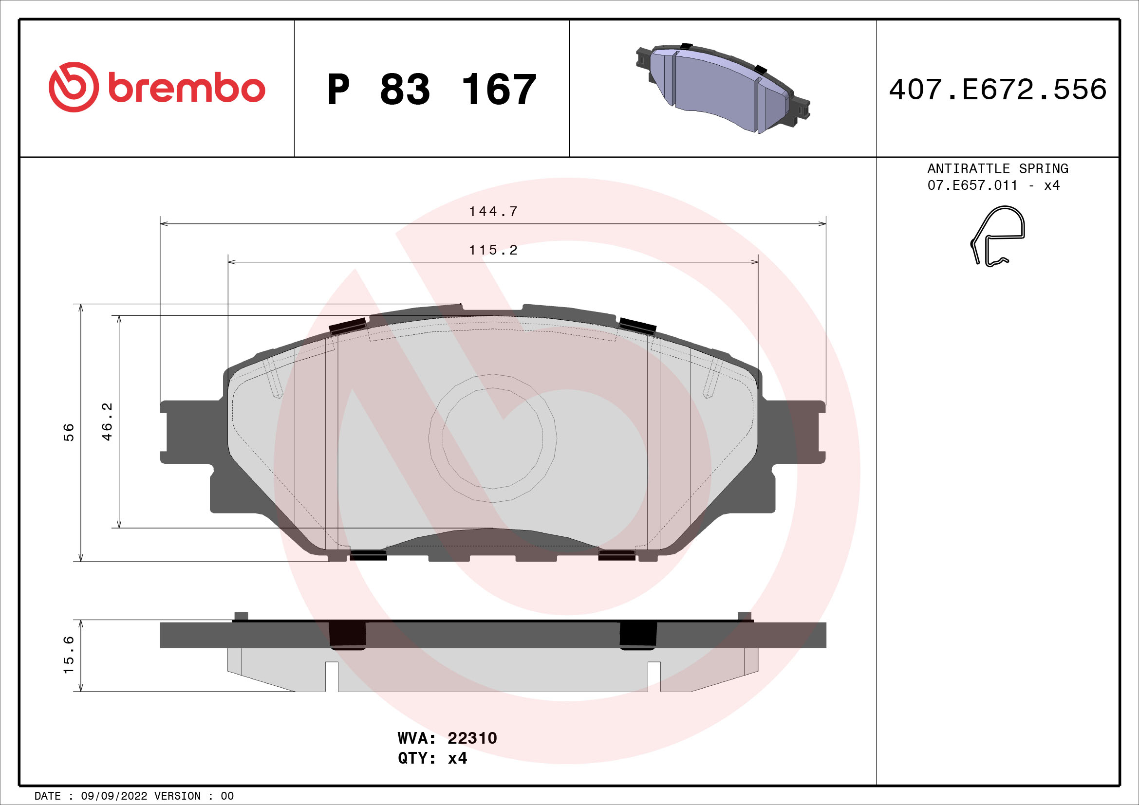 Remblokset Brembo P 83 167