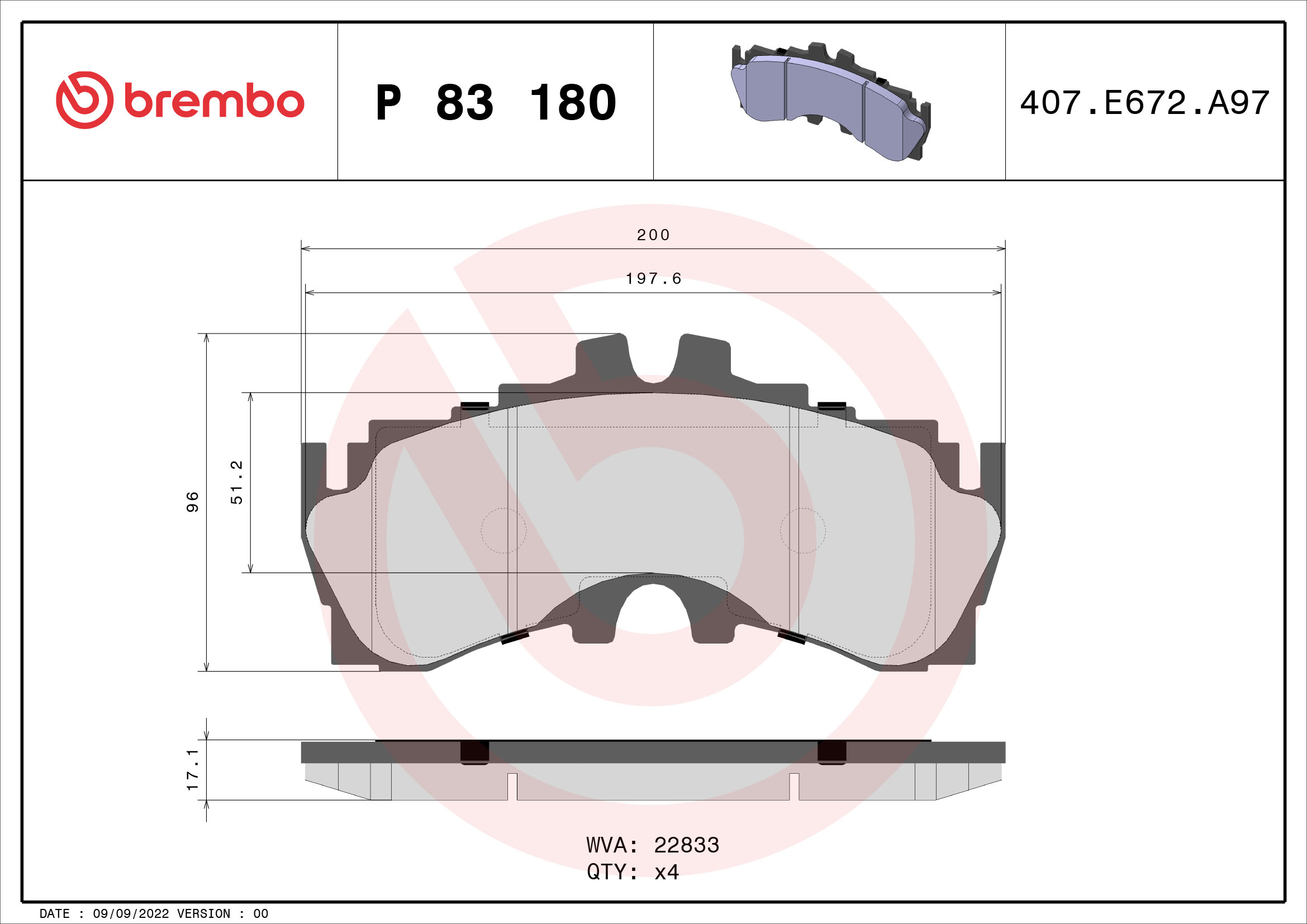 Remblokset Brembo P 83 180