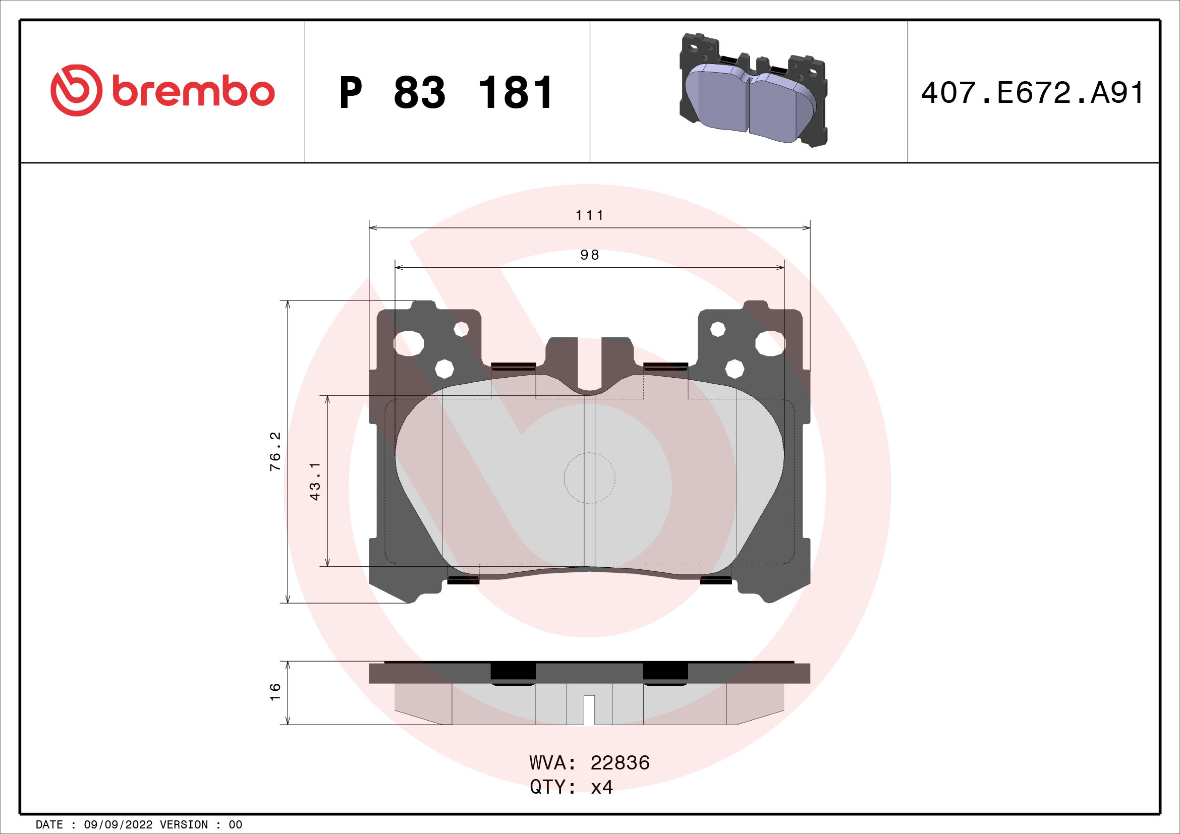 Remblokset Brembo P 83 181