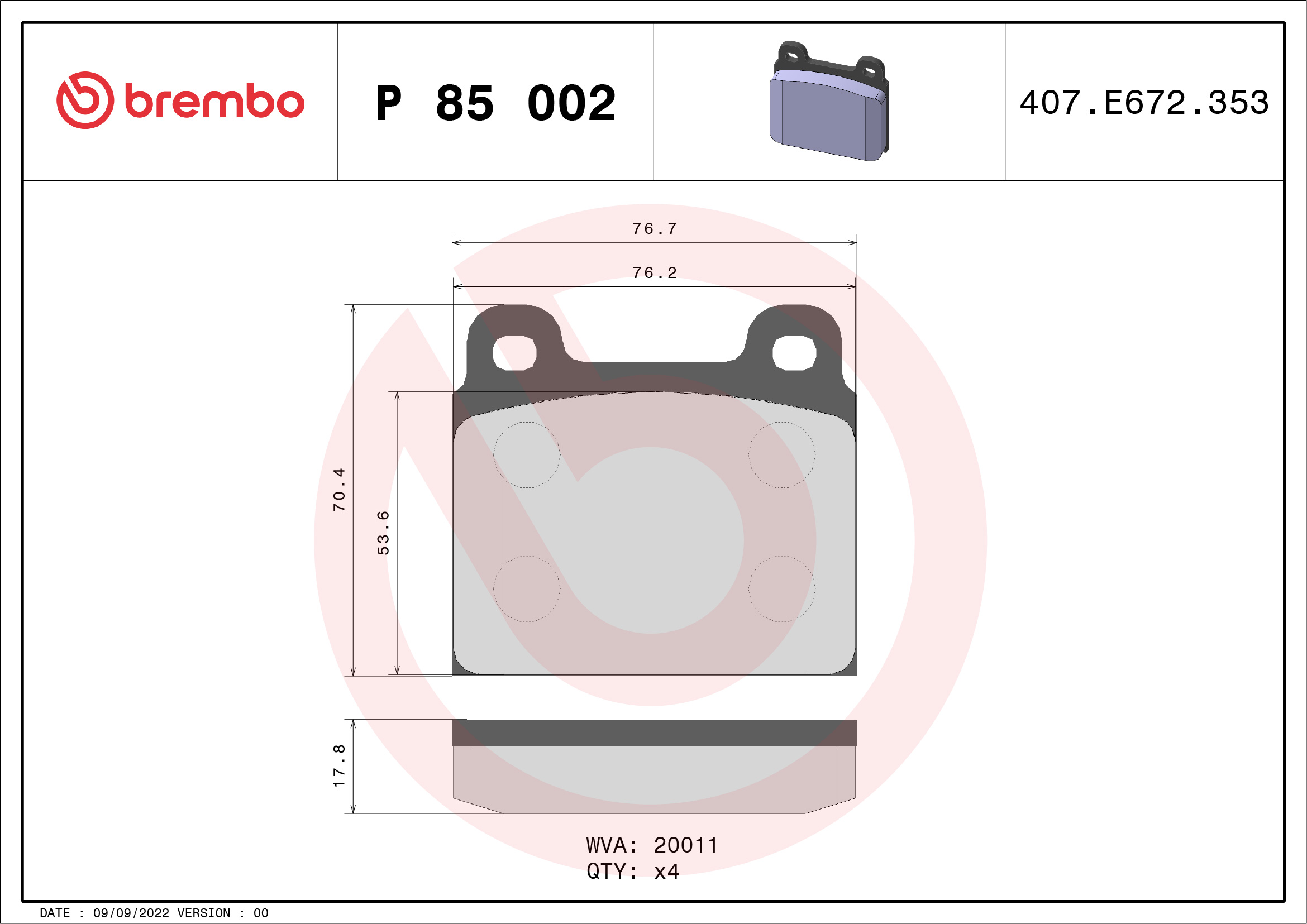 Remblokset Brembo P 85 002