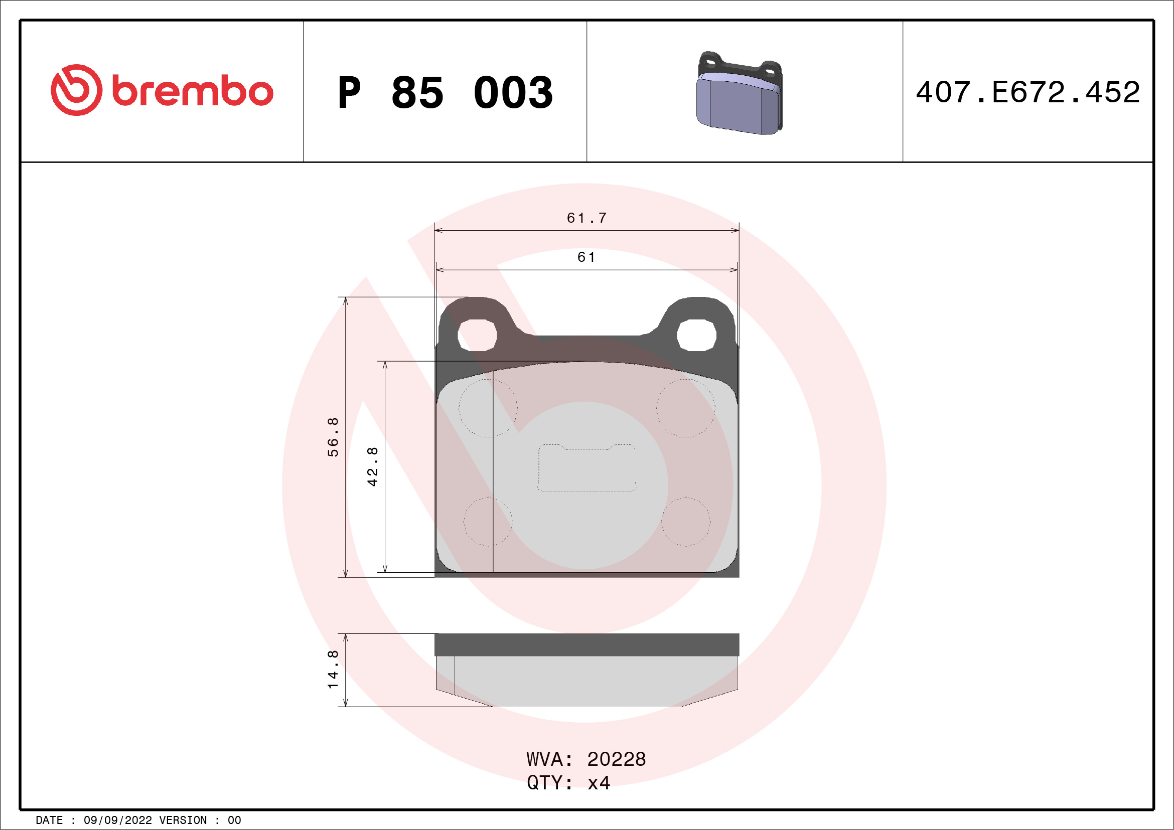 Remblokset Brembo P 85 003