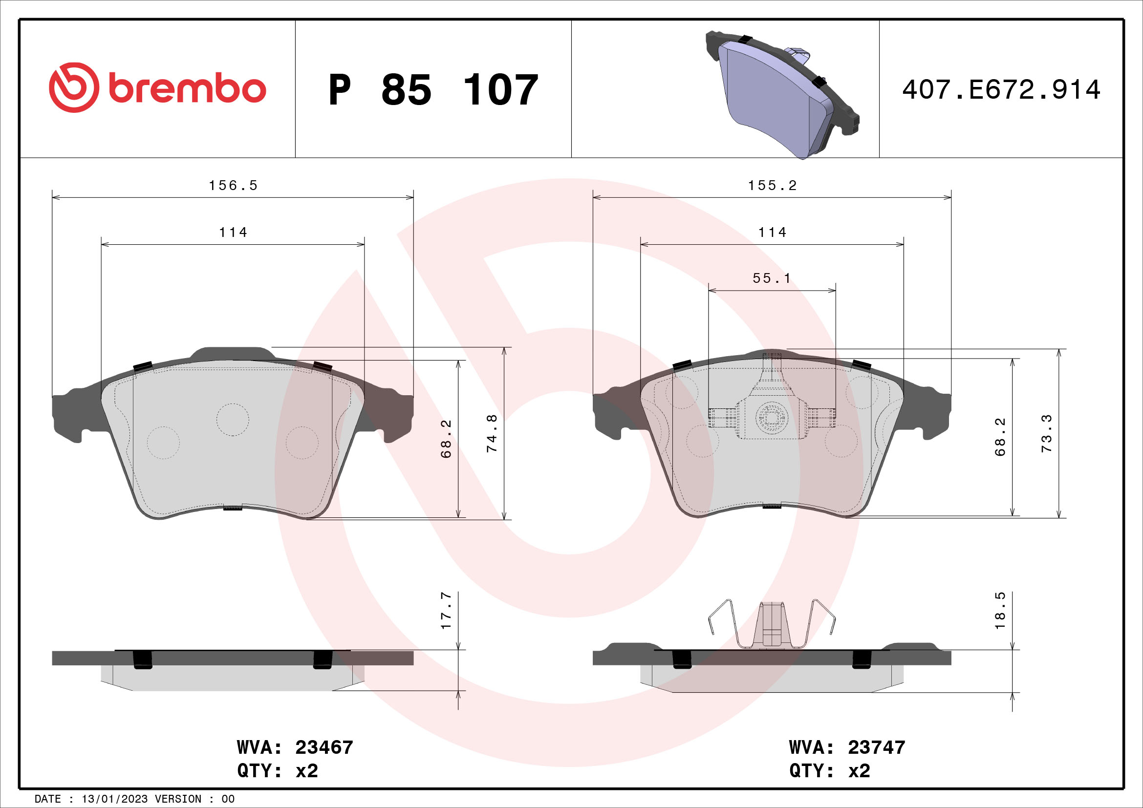 Remblokset Brembo P 85 107