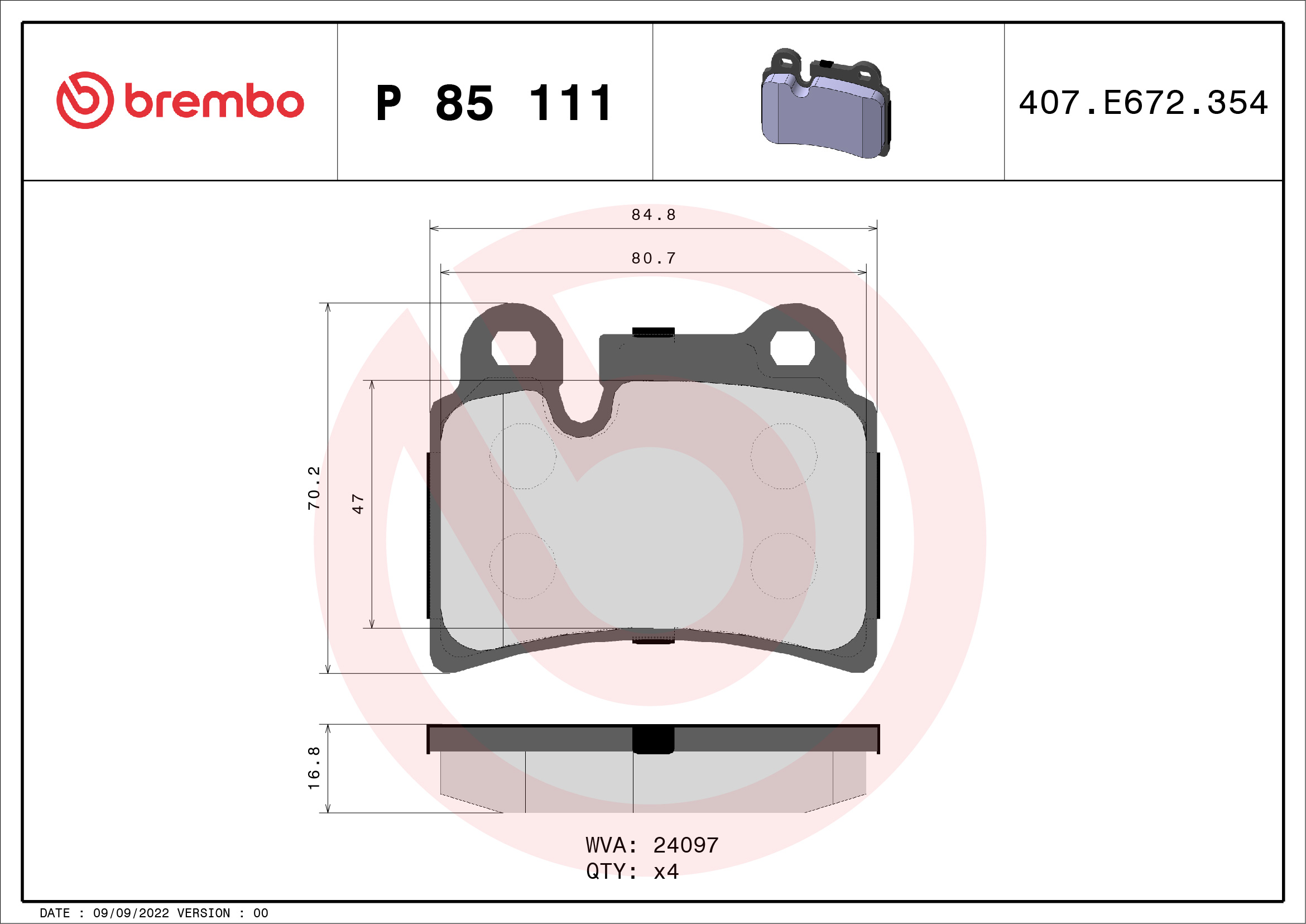 Remblokset Brembo P 85 111