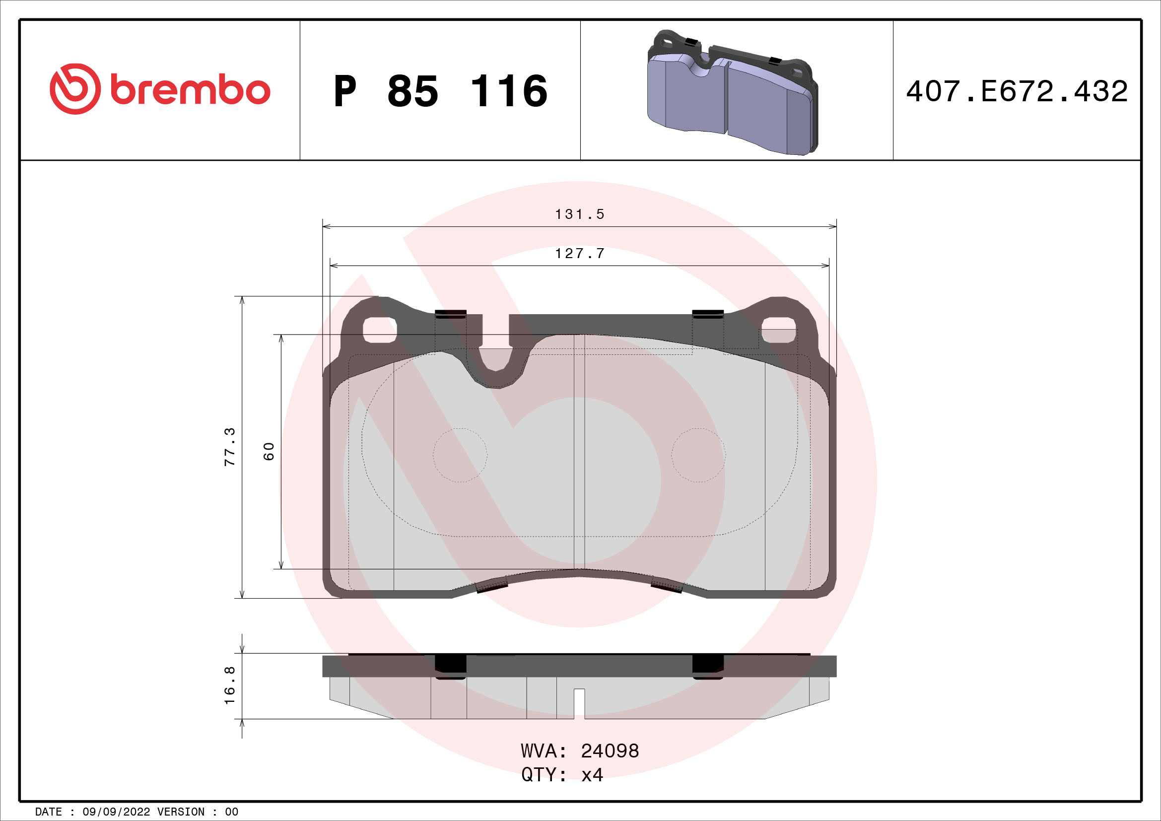 Remblokset Brembo P 85 116