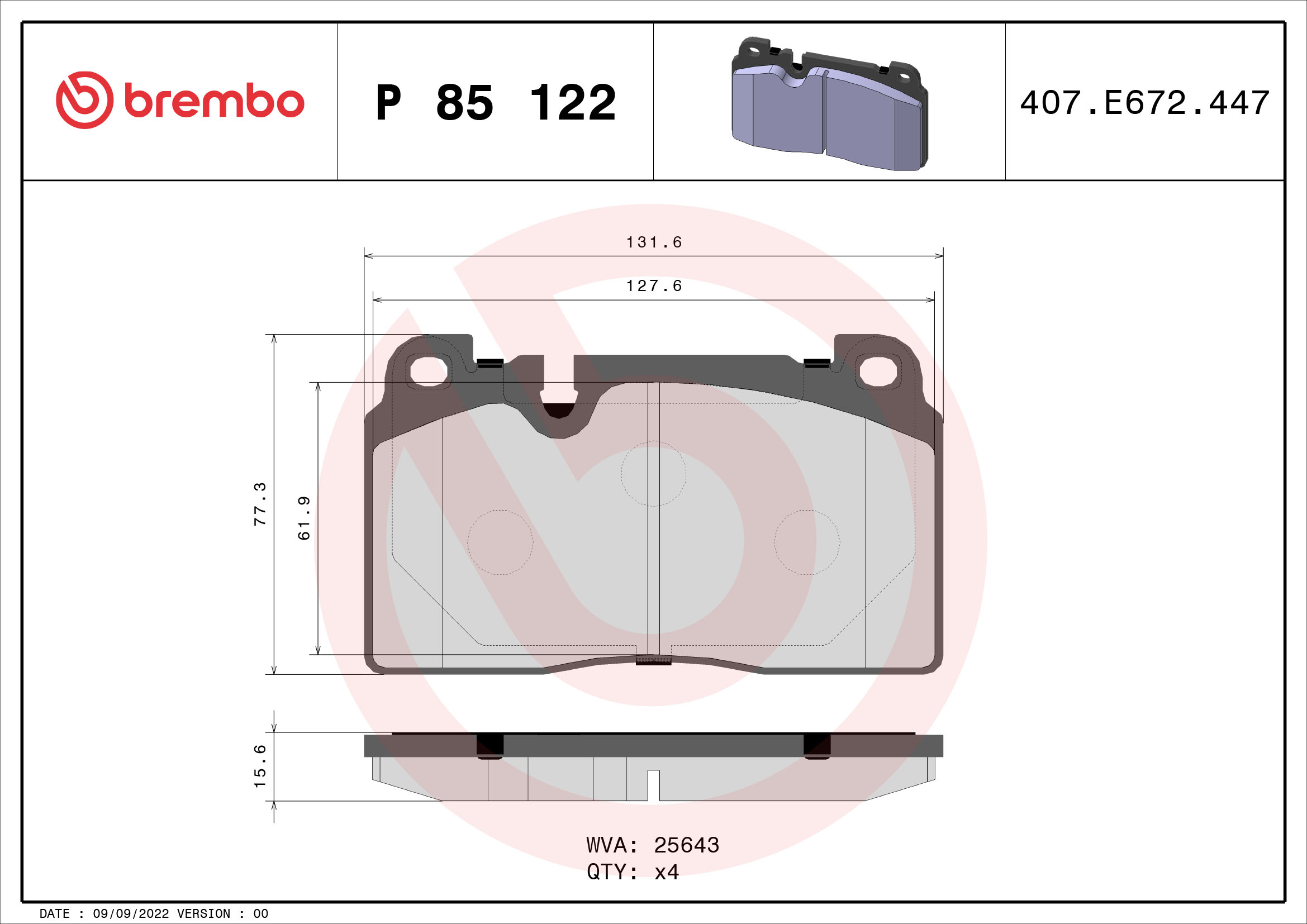 Remblokset Brembo P 85 122