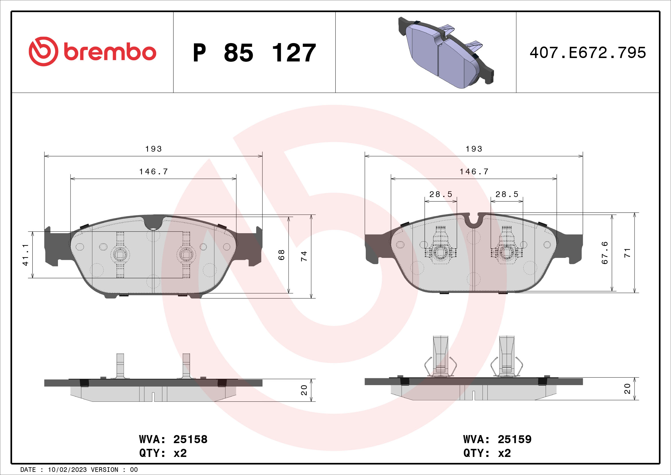 Remblokset Brembo P 85 127