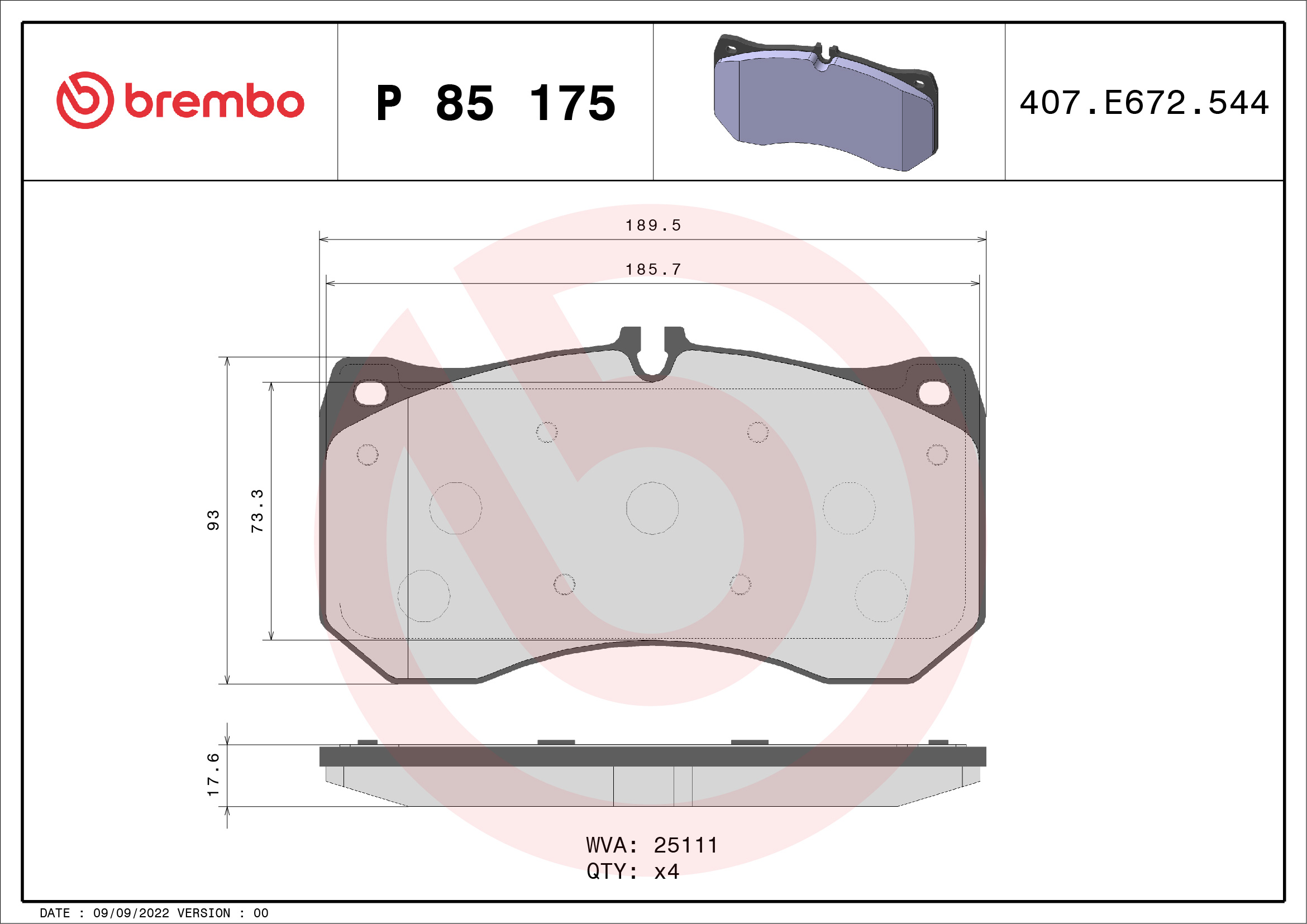 Remblokset Brembo P 85 175