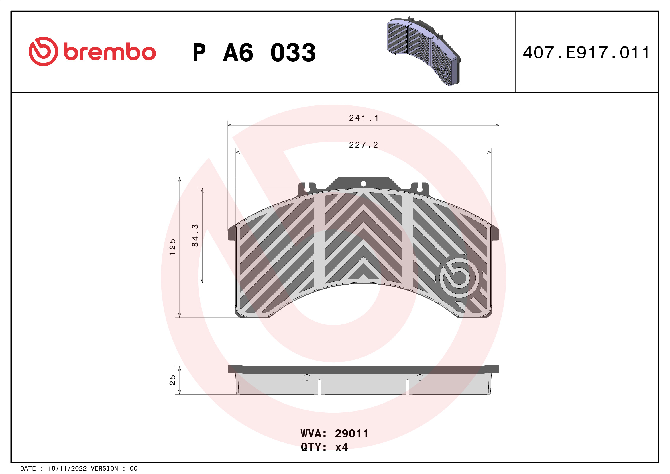 Remblokset Brembo P A6 033