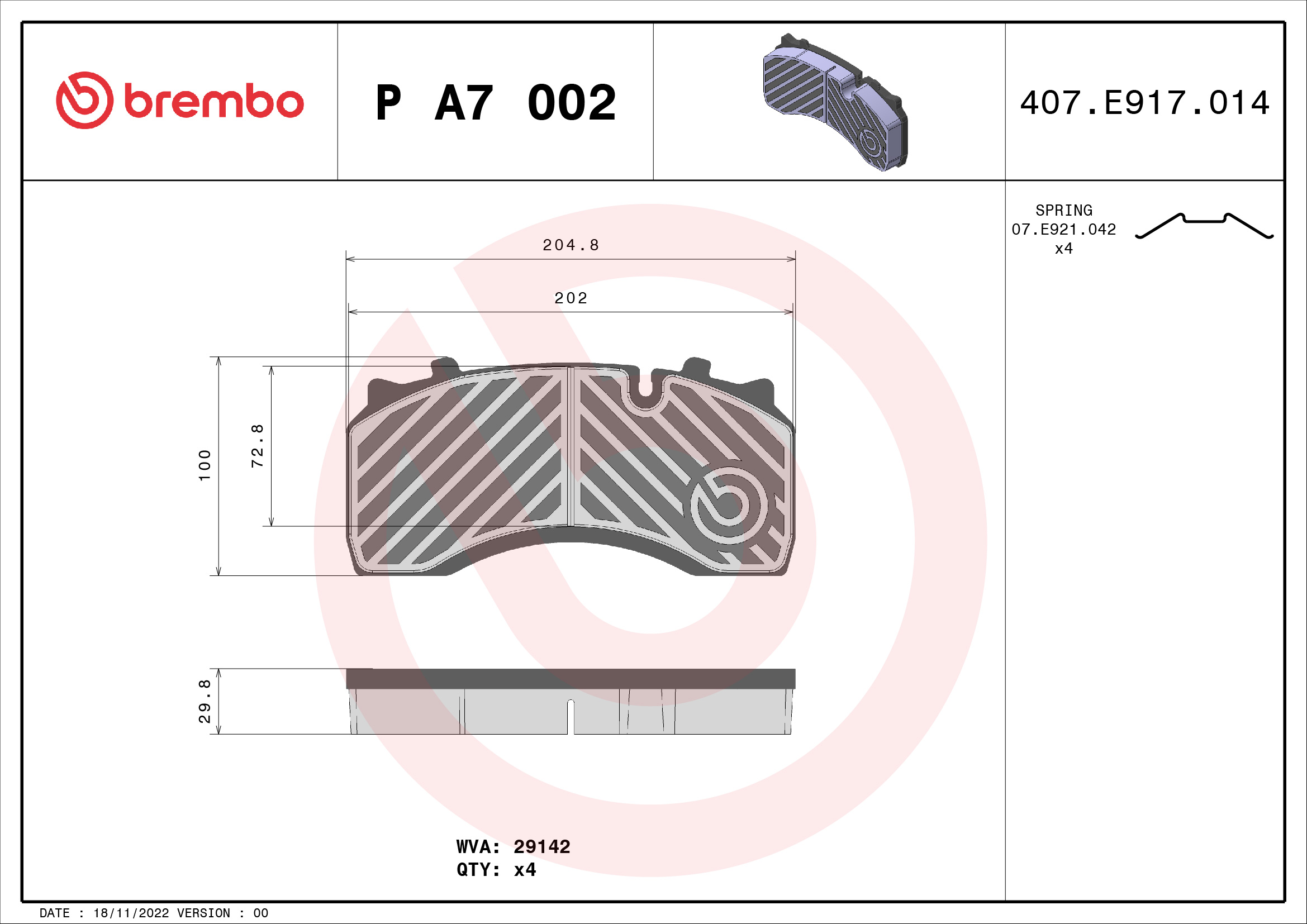 Remblokset Brembo P A7 002