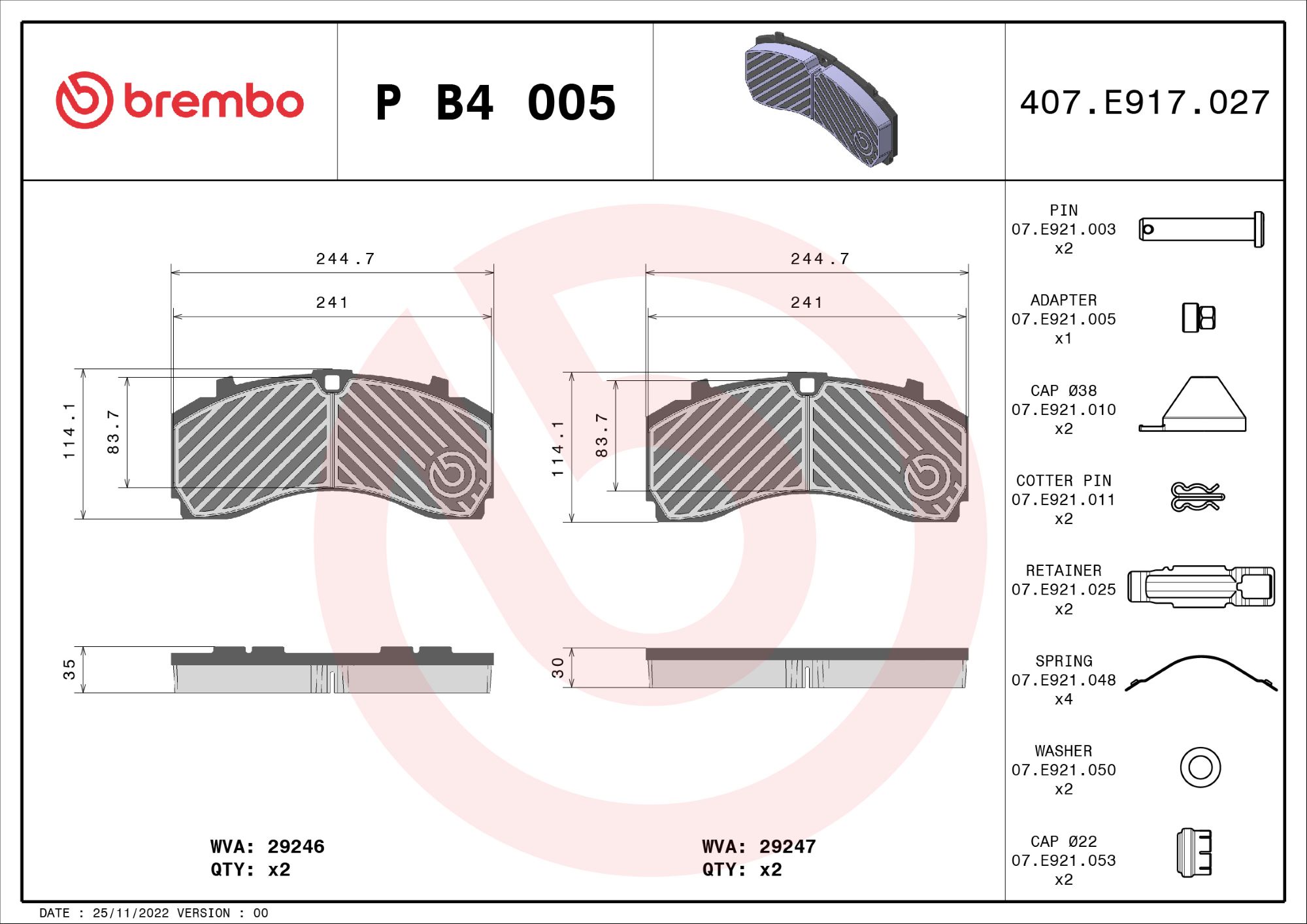 Remblokset Brembo P B4 005