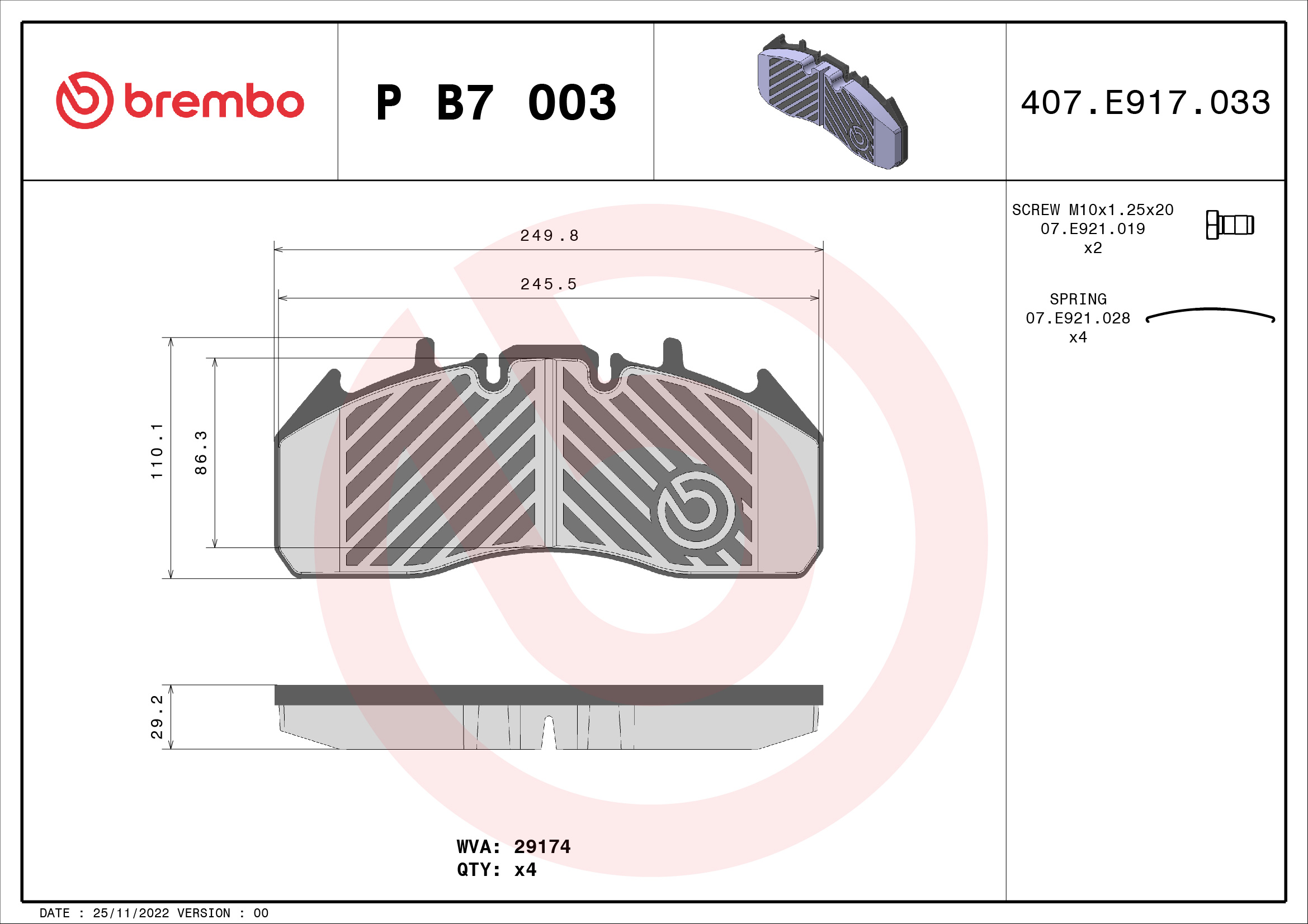 Remblokset Brembo P B7 003