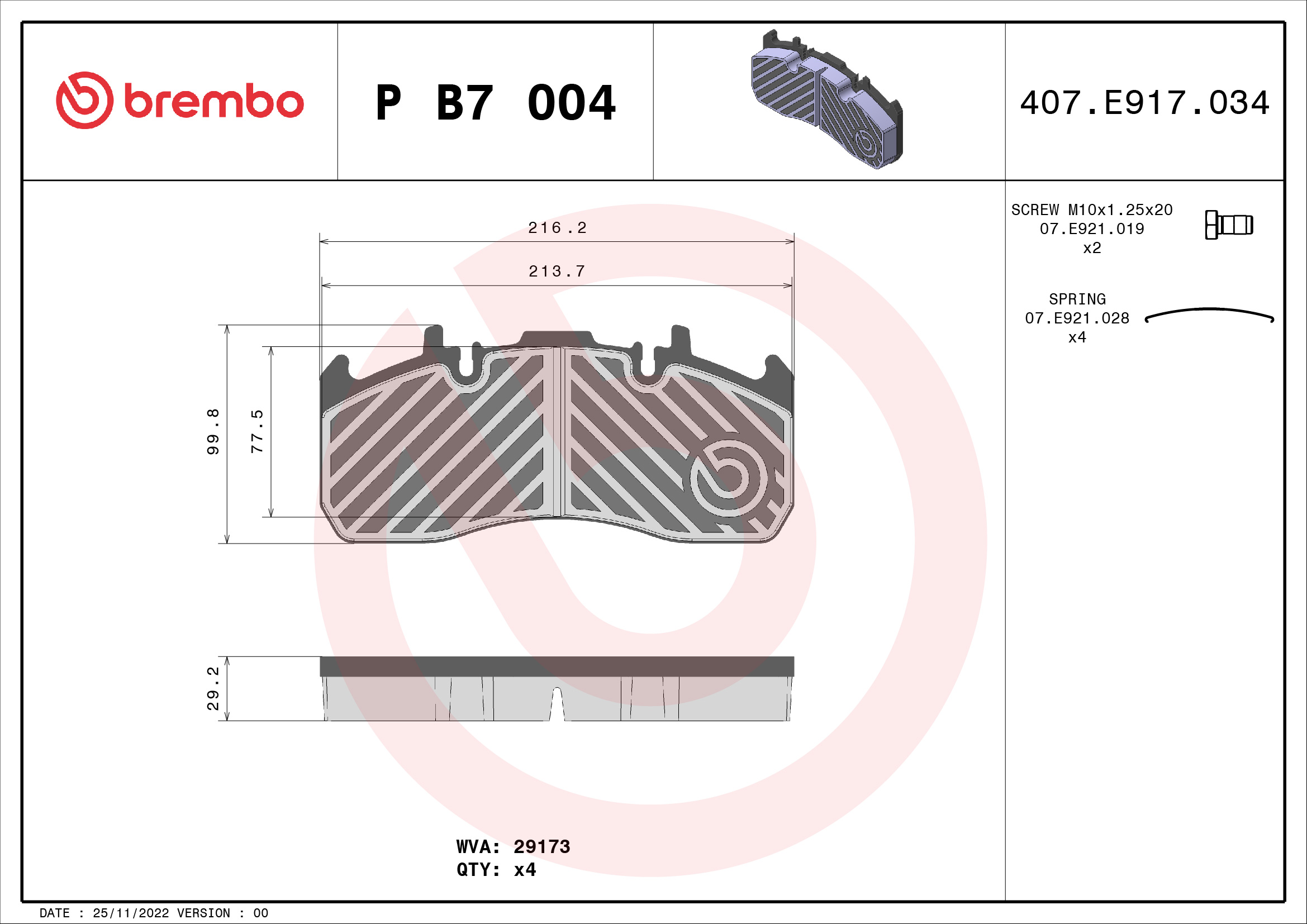 Remblokset Brembo P B7 004