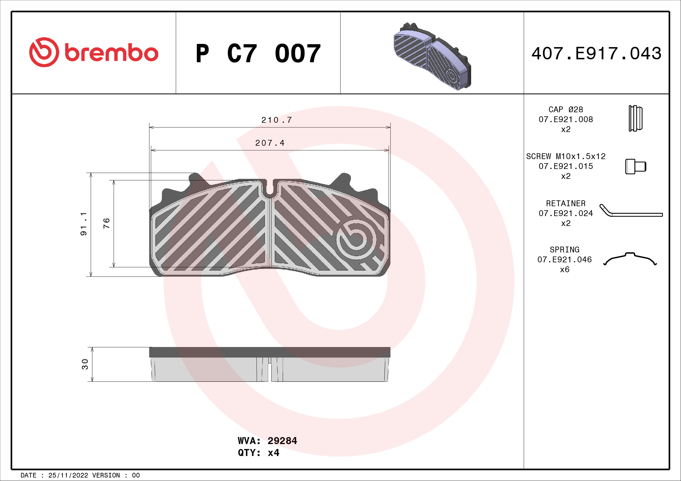 Remblokset Brembo P C7 007