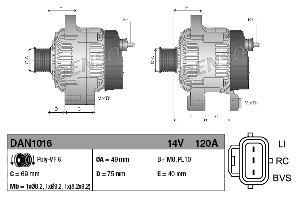 Denso Alternator/Dynamo DAN1016