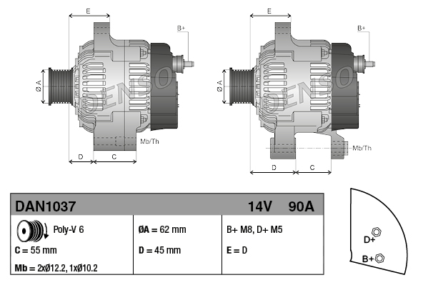 Denso Alternator/Dynamo DAN1037
