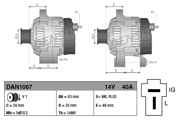 Denso Alternator/Dynamo DAN1067