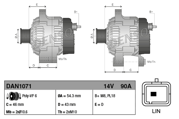 Denso Alternator/Dynamo DAN1071