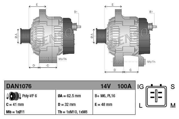 Denso Alternator/Dynamo DAN1076
