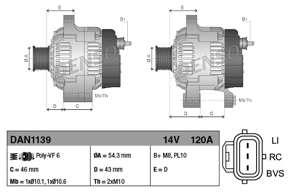 Denso Alternator/Dynamo DAN1139