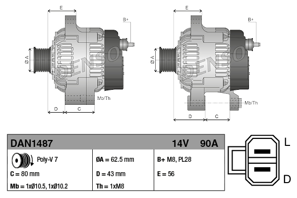 Alternator/Dynamo Denso DAN1487