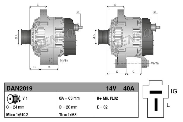 Denso Alternator/Dynamo DAN2019