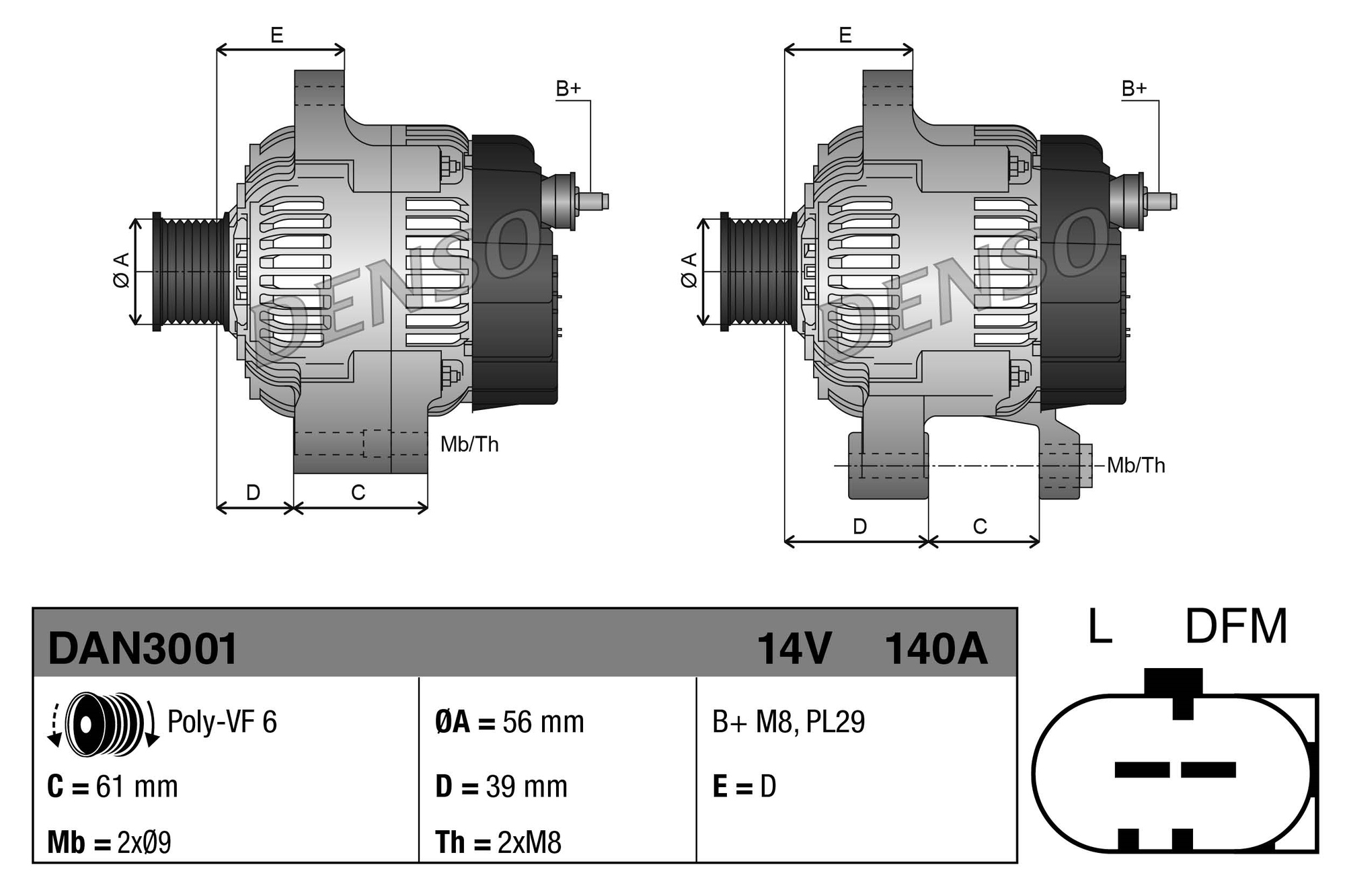 Denso Alternator/Dynamo DAN3001