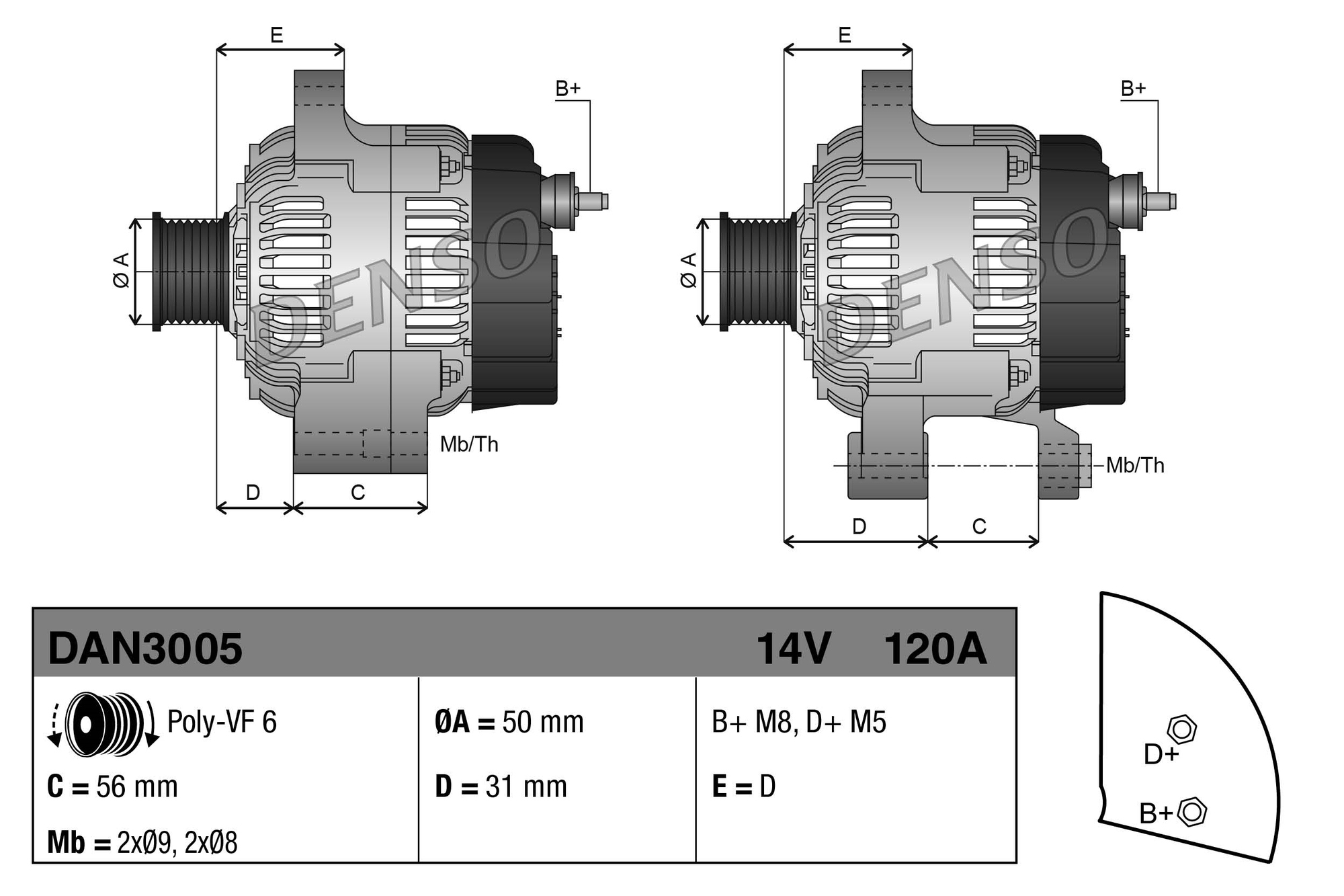 Denso Alternator/Dynamo DAN3005