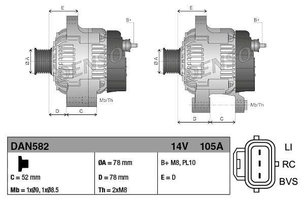 Denso Alternator/Dynamo DAN582