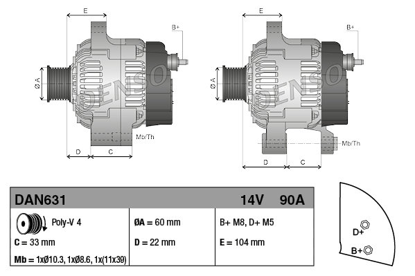 Denso Alternator/Dynamo DAN631