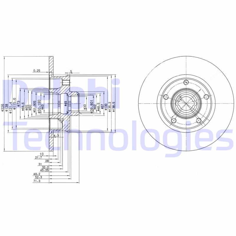 Remschijven Delphi Diesel BG2714