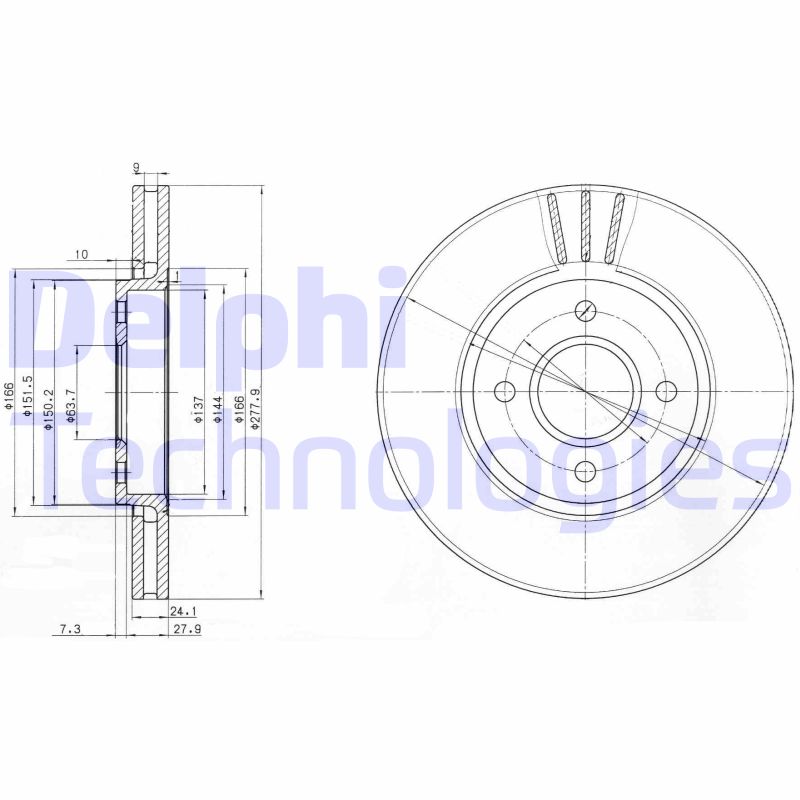 Remschijven Delphi Diesel BG2757