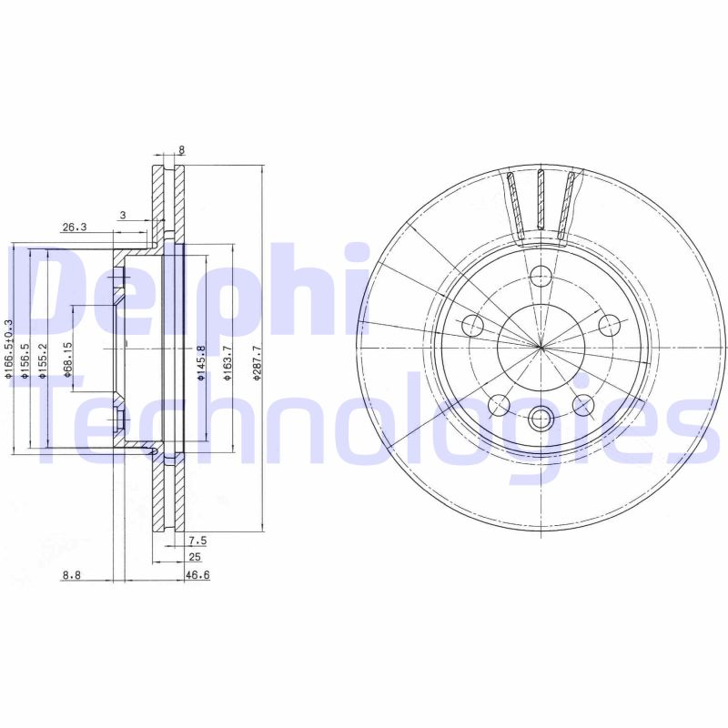 Remschijven Delphi Diesel BG3025