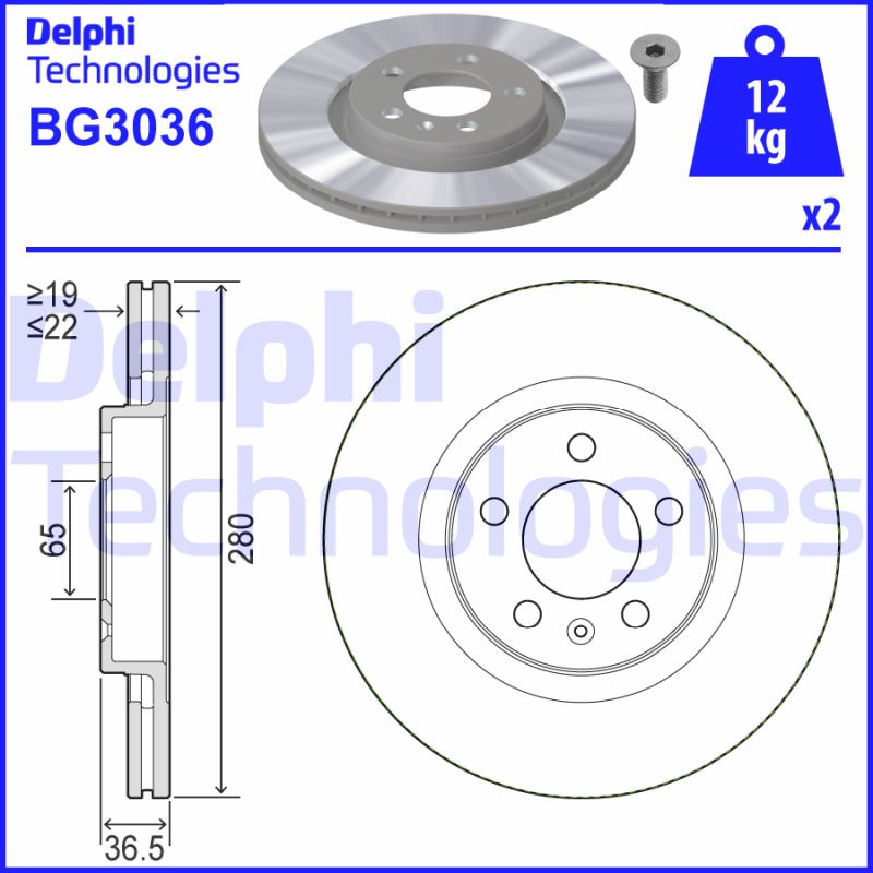 Remschijven Delphi Diesel BG3036