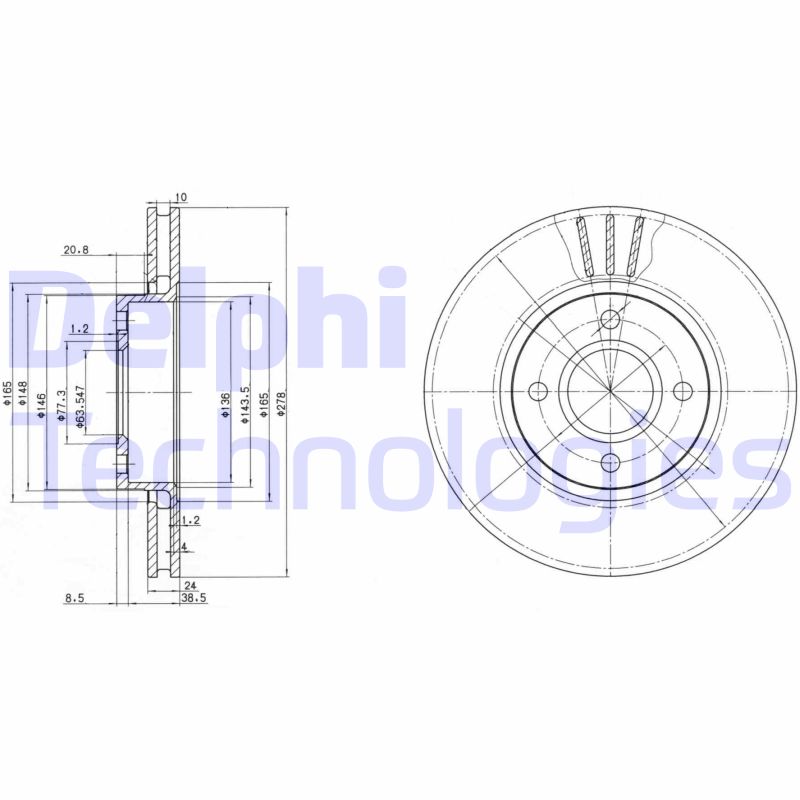 Remschijven Delphi Diesel BG3056