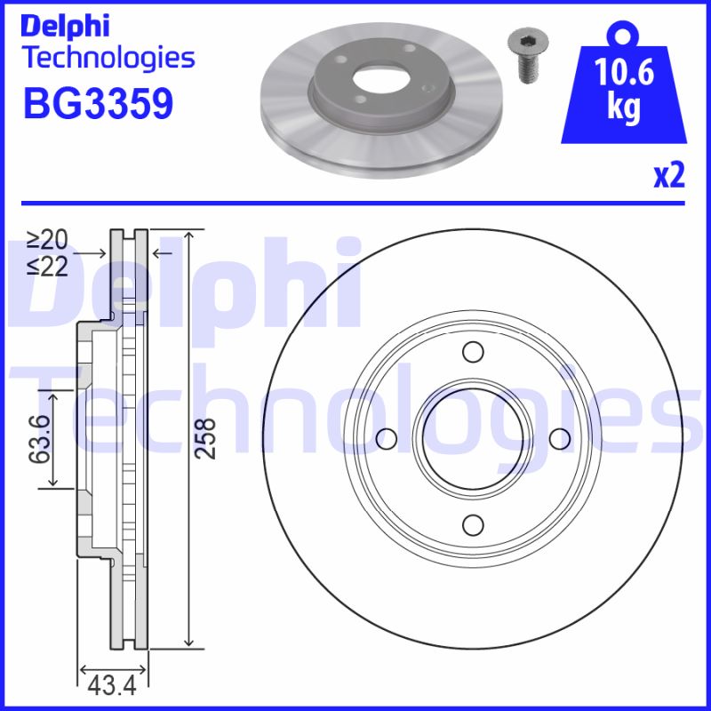 Remschijven Delphi Diesel BG3359