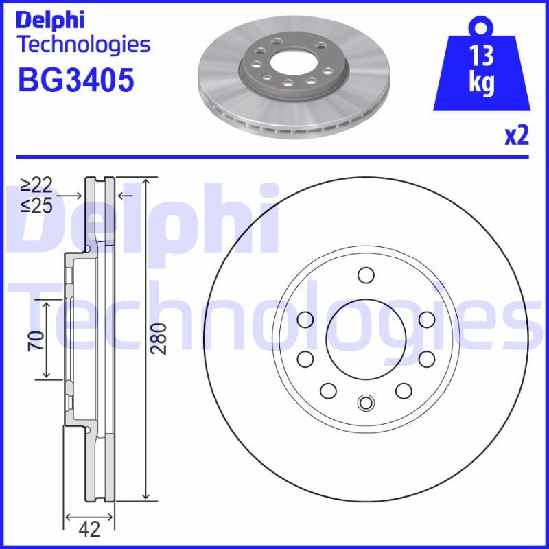 Remschijven Delphi Diesel BG3405