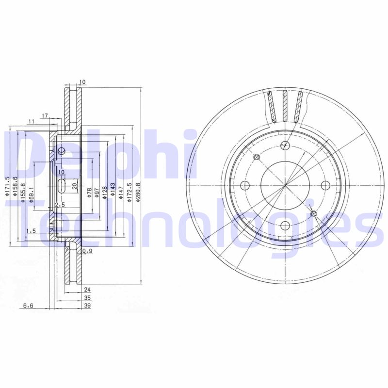 Remschijven Delphi Diesel BG3501C