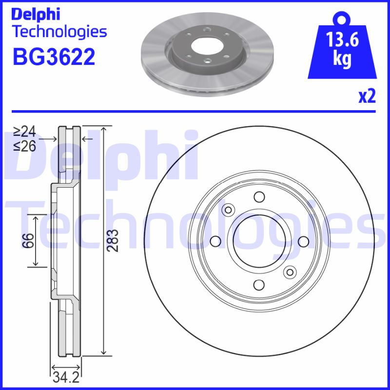 Remschijven Delphi Diesel BG3622