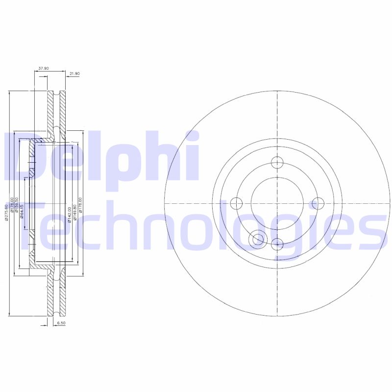 Remschijven Delphi Diesel BG3661C