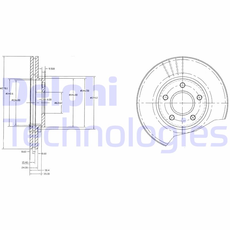 Remschijven Delphi Diesel BG3826