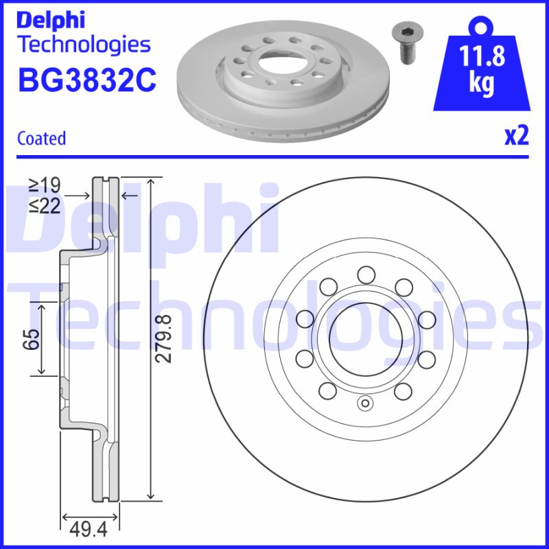 Remschijven Delphi Diesel BG3832C