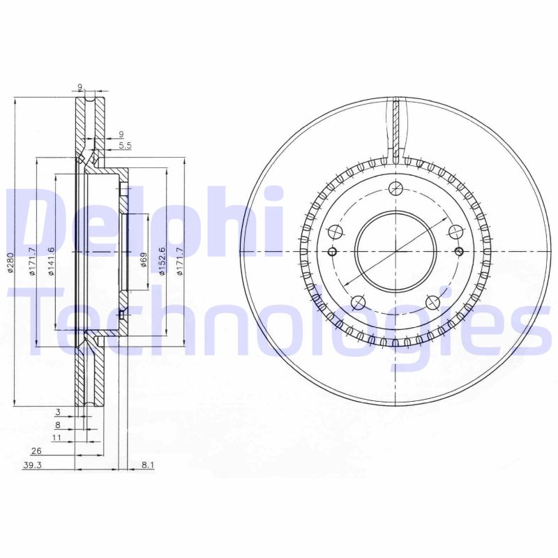 Remschijven Delphi Diesel BG3861C