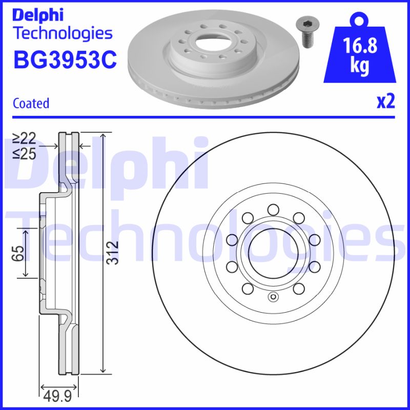 Remschijven Delphi Diesel BG3953C